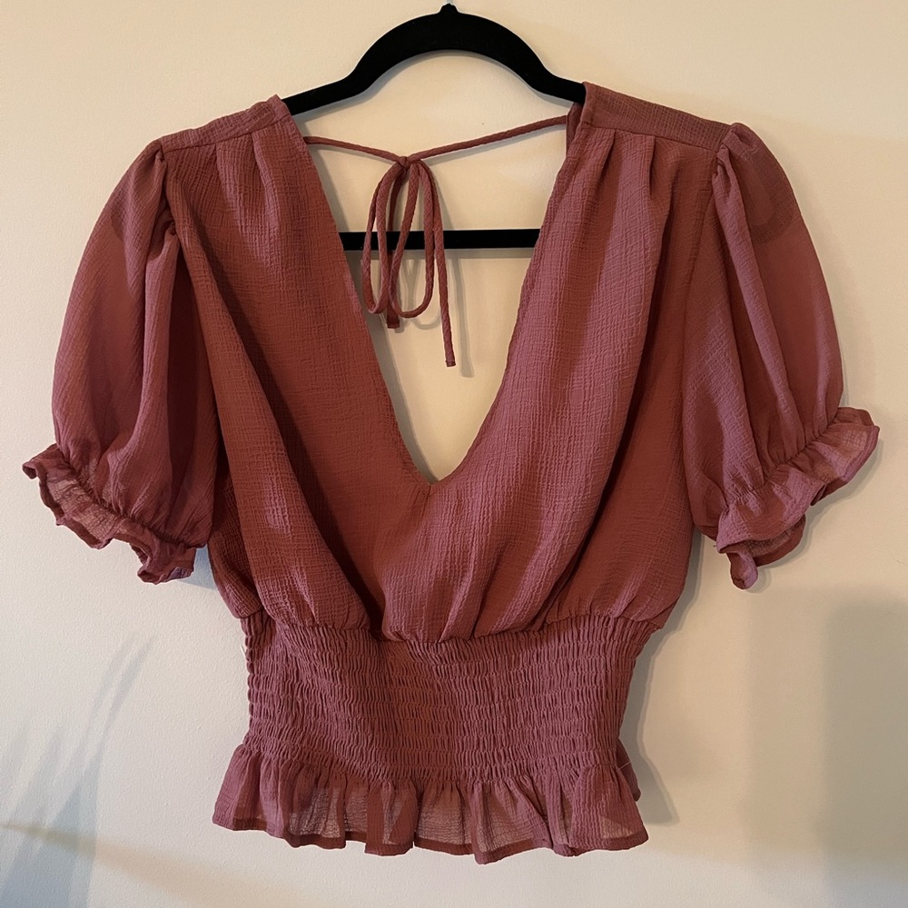 Open front ruffle blouse